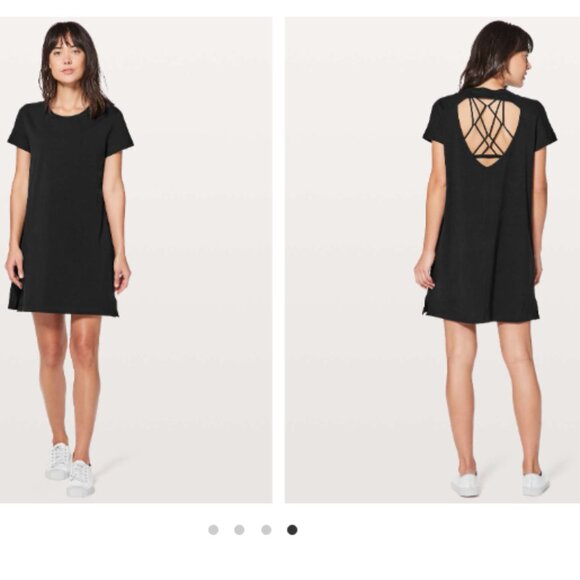 lululemon athletica Day Tripper Black Open Back Mini Dress - Picture 1 of 5